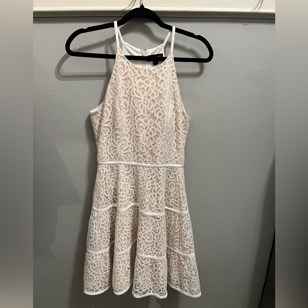 Le chateau cream lace strap dress knee high size women’s 7   wedding dress